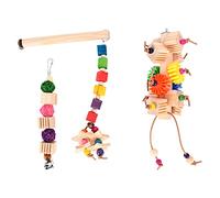 Rjrjc Ensemble de Jouets à mâcher pour perroquets, 3 pièces, Blocs et bâtons en Bois sûrs et Non durables, Jouets pour Petits, Moyens et Grands Oiseaux