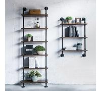 Rjrjc Étagère Murale Industrielle à 3 Niveaux avec Planches de Bois, bibliothèque Flottante Robuste, capacité de 25 kg, pour Salle de Bain, Cuisine et Salon