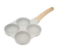 Rjrjc Mini poêle antiadhésive en alliage d'aluminium avec 4 trous pour œufs avec poignée pour cuisiner le petit-déjeuner sans huile dans la cuisine familiale