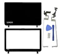 RJXDUPHT Coque arrière et Cadre Avant Compatible avec Ordinateur Portable LCD, avec charnière, Compatible avec Les modèles Satellite L50B L50-B L55-B S55T-B S55-B(Black AB Hinges)