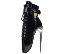 RJXGECUF Talon Aiguille Talons Hauts 18CM Ballet Boots Metal Heeled Locking,Black-38