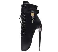 RJXGECUF Talon Aiguille Talons Hauts 18CM Ballet Boots Metal Heeled Locking,Matte-black-45