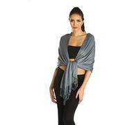 RK Essentials Uni Pashmina's avec franges - Gris, One size