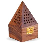 RK NAUTICAL INSTRUMENT Boîte porte-encens pyramide en bois fabriquée à la main avec récupérateur de cendres, design traditionnel