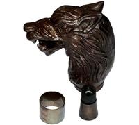 RK NAUTICAL INSTRUMENT Poignée de canne décorative en forme de tête de loup en fonte de métal antique Marron