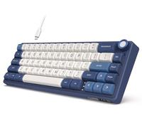 RK ROYAL KLUDGE Clavier de jeu filaire R65 avec bouton de volume, 60 % RVB rétroéclairé pour clavier mécanique avec touches PBT, profil MDA, QMK/VIA, interrupteur crème 66 touches remplaçable à chaud