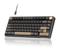RK Royal KLUDGE Clavier de Jeu Filaire R75 avec Bouton de Volume, Clavier de Jeu mécanique à 75%, Joint d'étanchéité personnalisé avec Touches PBT Profil MDA, QMK/Via, Interrupteur argenté