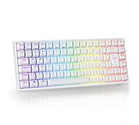 RK ROYAL KLUDGE Clavier de jeu RK84-DE 75 %, clavier de jeu compact TKL à 85 touches, clavier mécanique Bluetooth, interrupteur marron, rétroéclairage RVB, clavier de jeu 2,4 GHz pour Mac et