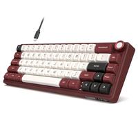 RK ROYAL KLUDGE Clavier mécanique filaire R65 avec bouton de volume, 60 % RVB rétroéclairé pour clavier de jeu avec touches PBT, profil MDA, QMK/VIA, interrupteur 66 touches remplaçable à chaud, rouge