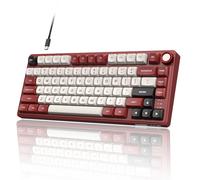RK ROYAL KLUDGE Clavier mécanique filaire R75 avec bouton de volume, joint de clavier monté à 75 %, rétroéclairage RVB, clavier crémeux avec profil MDA, touches PBT, commutateur linéaire pré-lubrifié