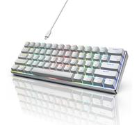 RK ROYAL KLUDGE Clavier mécanique RK61 Pro 60 %, cadre en aluminium, clavier de jeu filaire, rétroéclairage RVB programmable, 61 touches, ultra compact, interrupteur café Gateron, blanc