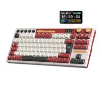 RK ROYAL KLUDGE M87 Clavier de jeu sans fil avec écran et double bouton, 75 % 2,4 GHz/Bluetooth/USB-C avec structure de joint, interrupteur crème rétroéclairé RVB remplaçable à chaud, rouge