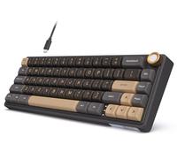 RK ROYAL KLUDGE R65 Clavier de gaming filaire avec télécommande, clavier mécanique 60 % US Layout avec QMK/Via, RVB, montage Gasket, touches PBT, profil MDA, 66 touches, interrupteurs Cream Hot-Swap