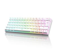 RK ROYAL KLUDGE RK61 Clavier Blanc sans Fil, AZERTY Français 60% Clavier Gamer Mécanique RGB Rétroéclairé par Touche Personnalisable, Touches à Double Injection (Switch Bleu échangeable à Chaud)