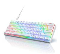 RK ROYAL KLUDGE RK61 Clavier Filaire, AZERTY Clavier Gaming Mecanique (Red Switch, White)