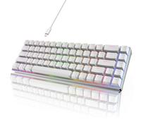 RK ROYAL KLUDGE RK68 Mini clavier de jeu mécanique portable 65 % RVB compact 68 touches pour ordinateur portable Windows, PC, Mac, interrupteur rouge remplaçable à chaud, blanc