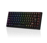 RK ROYAL KLUDGE RK84-DE Clavier de jeu 75 %, 85 touches, compact, Bluetooth, interrupteur marron, rétroéclairage RVB, clavier de jeu 2,4 GHz pour Mac & Win, QWERTZ