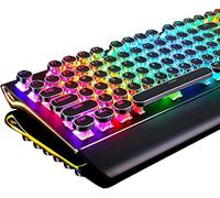 RK ROYAL KLUDGE S108 Clavier de jeu mécanique de style machine à écrire avec repose-poignet pliable rétroéclairé RVB véritable 108 touches (interrupteur rouge, noir)