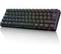 RK61 Clavier Blanc sans Fil, AZERTY Français 60% Clavier Gamer Mécanique RGB Rétroéclairé par Touche Personnalisable, Touches à Double Injection (Switch Bleu échangeable à Chaud)