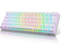 Rk61 Clavier De Jeu Mécanique 2,4 Ghz Sans Fil/Bluetooth/Filaire 60 % Clavier Mécanique 61 Touches, Interrupteur Rouge Remplaçable À Chaud Avec Éclairage Rvb, Compatible Avec Win/Mac, Blanc (Qwertz)