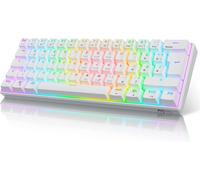 Rk61 Clavier De Jeu Mécanique 2,4 Ghz Sans Fil/Bluetooth/Filaire 60 % Clavier Mécanique 61 Touches, Interrupteur Rouge Remplaçable À Chaud Avec Éclairage Rvb, Compatible Avec Win/Mac, Blanc (Qwertz)