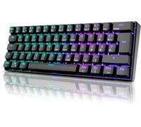 RK61 Clavier mécanique 2,4 GHz sans fil/Bluetooth/filaire 60 % Clavier de jeu Éclairage RVB Interrupteur bleu remplaçable à chaud, compatible avec Win/Mac, noir (QWERTZ)