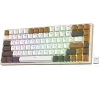 Rk84 Rgb Limited Edition, 75 % Triple Modes Bt5.0/2.4G/Usb-C Clavier Mécanique Remplaçable À Chaud, 84 Touches Sans Fil Bluetooth, Rk Yellow Switch, Macchiato Blanc
