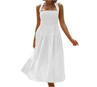 RKaixuni Robe longue d'été décontractée et sexy avec découpes - Dos nu - Élastique - Pour femme, blanc, S