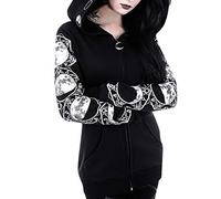 RKaixuni Sweat à capuche zippé noir pour femme - Pour l'hiver et l'automne - Manches longues - Style emo punk gothique - Vêtements de rue, Noir A1, S