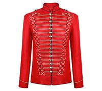 RKaixuni Veste médiévale victorienne VTG punk officier militaire batteur parade Majorette veste uniforme fête de Noël costume, Red, XL