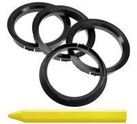 RKC 4X Anneaux de centrage 76,0 mm x 66,1 mm Noir + 1x Crayon de Cire en Vert Made in Germany