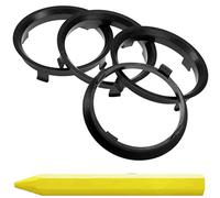 RKC 4X Anneaux de centrage Noirs 71,6 mm x 67,1 mm de centrage + 1x Crayon de Cire en Vert Made in Germany
