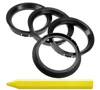 RKC 4X Anneaux de centrage Noirs 76,0 mm x 65,1 mm + 1x Crayon de Cire en Vert Made in Germany
