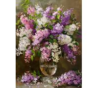 RKFLGEW 14CT Canevas Et Broderie Kit De Point De Croix De Bouquet De Lilas Coloré Fleurs Rétro Kit De Démarrage De Point De Croix Pour Adultes Diy Kits De Broderie Motifs 30x40cm