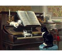 RKFLGEW 14CT Canevas Et Broderie 《La Leçon De Piano》 Kit De Point De Croix Peintures À L'Huile Célèbres Kits De Point De Croix Pour Débutants Ou Adultes,Kit De Point De Croix Facile À Compter 40x50cm