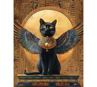RKFLGEW Diy Broderie - Perles Dieu Chat Égyptien Fantastique Kits De Broderie Au Point De Croix, Kit De Broderies Perlée 3D, Pour Adultes Et Débutants, Décoration Murale 50x70cm