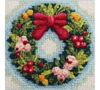 RKFLGEW Diy Crochet Latch Hook Couronne De Noël Colorée Kit De Fabrication De Taies D'Oreiller/Housses De Coussin,Tapis Tendance,Kits De Crochets À Loquet Diy Pour Un Projet De Démarrage 43x43cm