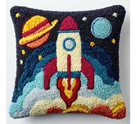 RKFLGEW Diy Crochet Latch Hook Fusée De Dessin Animé Kit De Fabrication De Taies D'Oreiller/Housses De Coussin，Tapis Tendance，Kits De Crochets À Loquet Diy Pour Un Projet De Démarrage 43x43cm