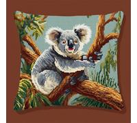 RKFLGEW Diy Crochet Latch Hook Koala Animal Kit De Fabrication De Taies D'Oreiller/Housses De Coussin，Tapis Tendance，Kits De Crochets À Loquet Diy Pour Un Projet De Démarrage 43x43cm