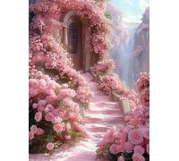 RKFLGEW Diy Kit De Broderie De Perles Escaliers Et Décors Fleuris Kits De Broderie Au Point De Croix，Kit De Broderies Artisanale Décoration Murale 40x50cm