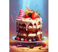 RKFLGEW Diy Kit De Broderie De Perles Gâteau Coloré Kit De Broderie Au Point De Croix Avec Perles Imprimées Diy，Décoration D'Intérieur，Travaux D'Aiguille 40x50cm