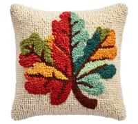 RKFLGEW Diy Latch Hook Canva Feuilles Colorées Housse De Coussin De Canapé À Broder Soi-Même Au Point De Croix Pour Adolescents Et Adultes 43x43cm