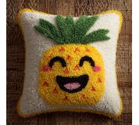 RKFLGEW Diy Latch Hook Enfant Fruit D'Ananas De Dessin Animé Kit De Fabrication De Taies D'Oreiller/Housses De Coussin，Tapis Tendance，Kits De Crochets À Loquet Diy Pour Un Projet De Démarrage 43x43cm