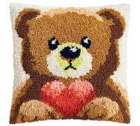 RKFLGEW Diy Latch Hook Enfant Ours De Dessin Animé Kit De Fabrication De Taies D'Oreiller/Housses De Coussin，Tapis Tendance，Kits De Crochets À Loquet Diy Pour Un Projet De Démarrage 43x43cm