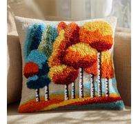 RKFLGEW Diy Latch Hook Enfant Paysage Forestier Kit De Fabrication De Taies D'Oreiller/Housses De Coussin,Tapis Tendance,Kits De Crochets À Loquet Diy Pour Un Projet De Démarrage 43x43cm