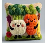 RKFLGEW Diy Latch Hook Rug Kit Radis Végétal De Dessin Animé Kit De Fabrication De Taies D'Oreiller/Housses De Coussin，Tapis Tendance，Kits De Crochets À Loquet Diy Pour Un Projet De Démarrage 43x43cm