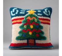 RKFLGEW Diy Latch Hook Rug Kit Sapin De Noël Coloré Kit De Fabrication De Taies D'Oreiller/Housses De Coussin,Tapis Tendance,Kits De Crochets À Loquet Diy Pour Un Projet De Démarrage 43x43cm