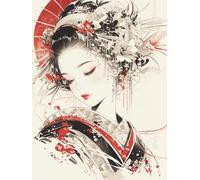 RKFLGEW Kit De Broderie De Perles Au Point De Croix Diy Courtisane Japonaise Rétro Kit De Broderie Au Point De Croix Avec Perles Imprimées Diy,Décoration D'Intérieur,Travaux D'Aiguille 30x40 cm