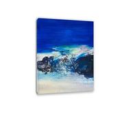 RKGHDCX Art mural Célèbres Tableaux Zao Wou Ki《Composition》affiches et impressions abstrait Zao Wou ki Peinture de toile pour décor mural de bureau à domicile Image 60x84cm24 x33 Encadré