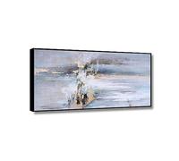 RKGHDCX Impression sur toile Abstrait Tableau-Image sur toile Art abstrait-coloré peintures sur Toile-Poster art mural abstrait-gris et blanc Décoration murale pour salon 60x120cm24 x47 Cadre noir